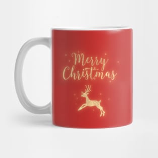 Merry Christmas Golden Glitter Deer red Mug